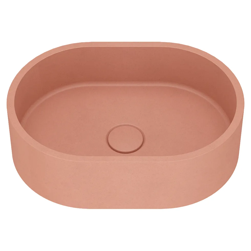 Harbour Concrete Small 400mm Oval Basin - Dusky Pink