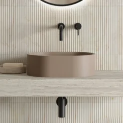 Harbour Concrete Small 400mm Oval Basin - Warm Clay