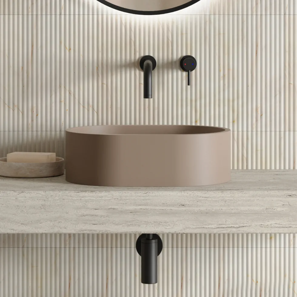 Harbour Concrete Small 400mm Oval Basin - Warm Clay
