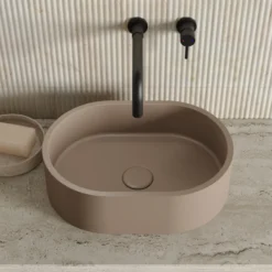 Harbour Concrete Small 400mm Oval Basin - Warm Clay