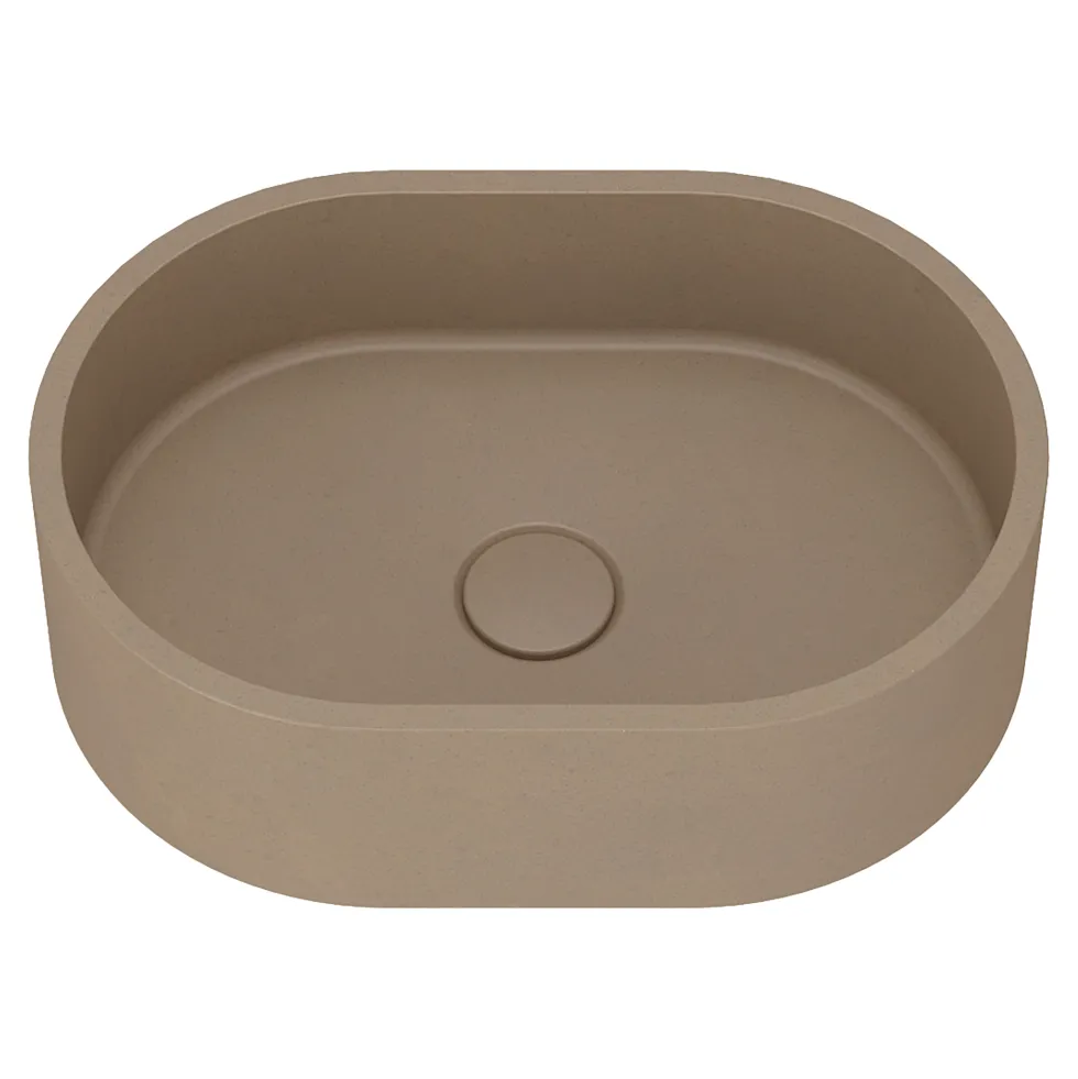 Harbour Concrete Small 400mm Oval Basin - Warm Clay