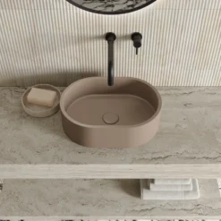 Harbour Concrete Small 400mm Oval Basin - Warm Clay