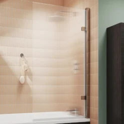 Harbour Contour 8mm Hinged Fluted Bath Screen - 1520 x 830mm