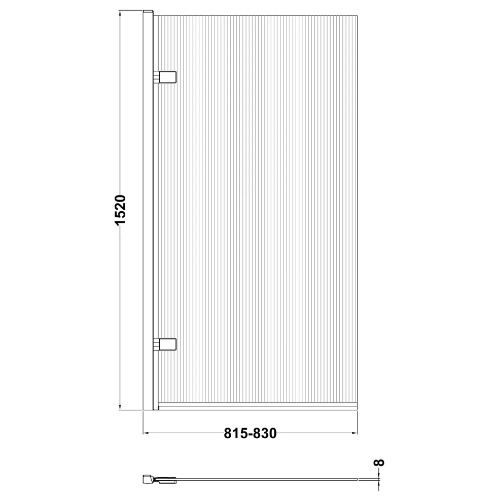 Harbour Contour 8mm Hinged Fluted Bath Screen - 1520 x 830mm