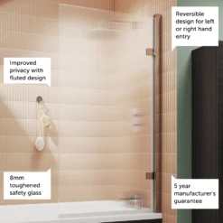 Harbour Contour 8mm Hinged Fluted Bath Screen - 1520 x 830mm