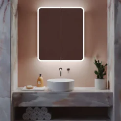 Harbour Design LED Mirrored Cabinet with Demister Pad & Shaver Socket - 600 x 700mm