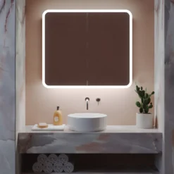 Harbour Design LED Mirrored Cabinet with Demister Pad & Shaver Socket - 800 x 700mm