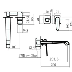 Harbour Essence Wall Mounted Bath Mixer Tap