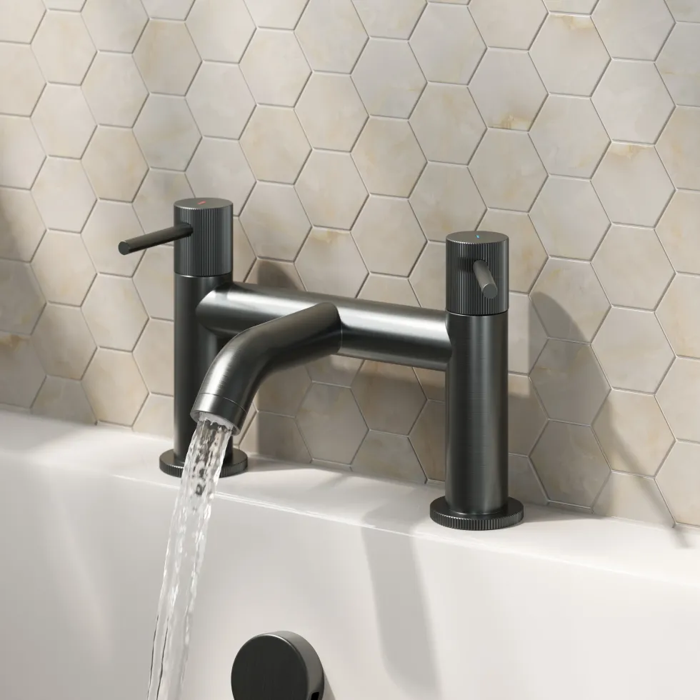Harbour Fluted Deck Mounted Bath Mixer Tap