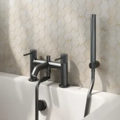Harbour Fluted Deck Mounted Bath Shower Mixer Tap