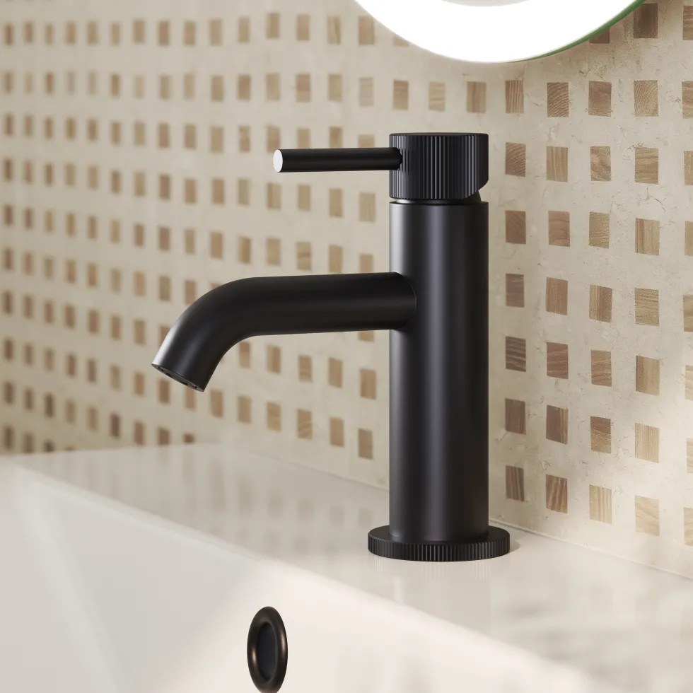 Harbour Fluted Mini Mono Basin Mixer Tap & Waste