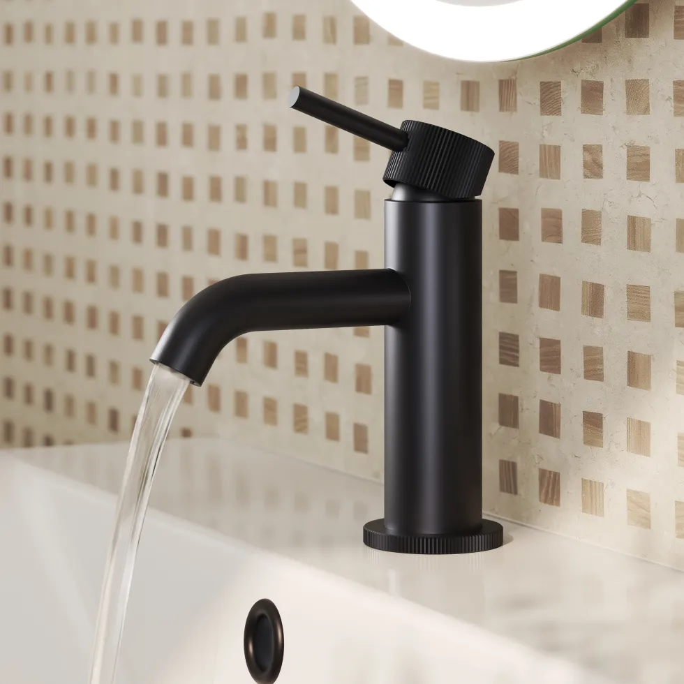 Harbour Fluted Mini Mono Basin Mixer Tap & Waste