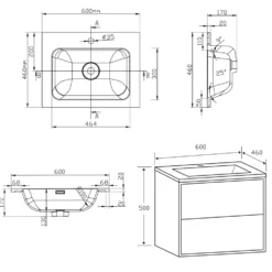 Harbour Form 600mm Wall Mounted Vanity Unit & Basin