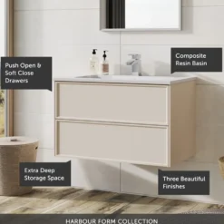 Harbour Form 500mm Wall Mounted Vanity Unit & Basin