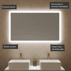 Harbour Glow LED Mirror with Demister Pad & Shaver Socket - 1000 x 600mm