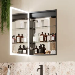 Harbour Glow Recessed Single Door LED Bathroom Mirror Cabinet - 500 x 700mm