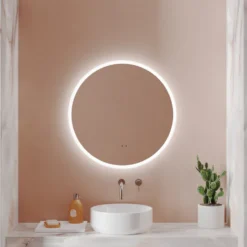 Harbour Glow Round LED Bathroom Mirror with Demister Pad & Colour Change Lights - 600mm