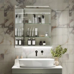 Harbour Grace LED Mirror Cabinet with Demister Pad & Shaver Socket - 500 x 600mm