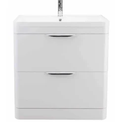 Harbour Grace 800mm Floor Standing Vanity Unit with Polymarble Basin - White Gloss