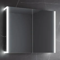 Harbour Icon Double Door LED Bathroom Mirror Cabinet with Demister Pad & Shaver Socket - 800 x 700mm