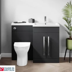 Harbour Icon 1100mm Left Hand Combination Bathroom Toilet & Sink Unit - Graphite Grey