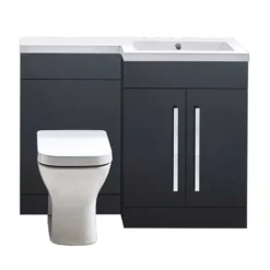 Harbour Icon 1100mm Left Hand Combination Bathroom Toilet & Sink Unit - Graphite Grey