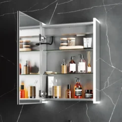 Harbour Icon Single Door LED Bathroom Mirror Cabinet with Demister Pad & Shaver Socket - 500 x 700mm