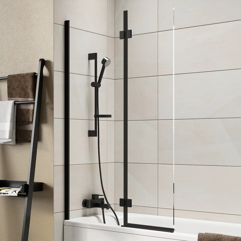 Harbour i8 Easy Clean 8mm Inward Hinged Bath Screen with Fixed Inline Panel - 1500 x 900mm