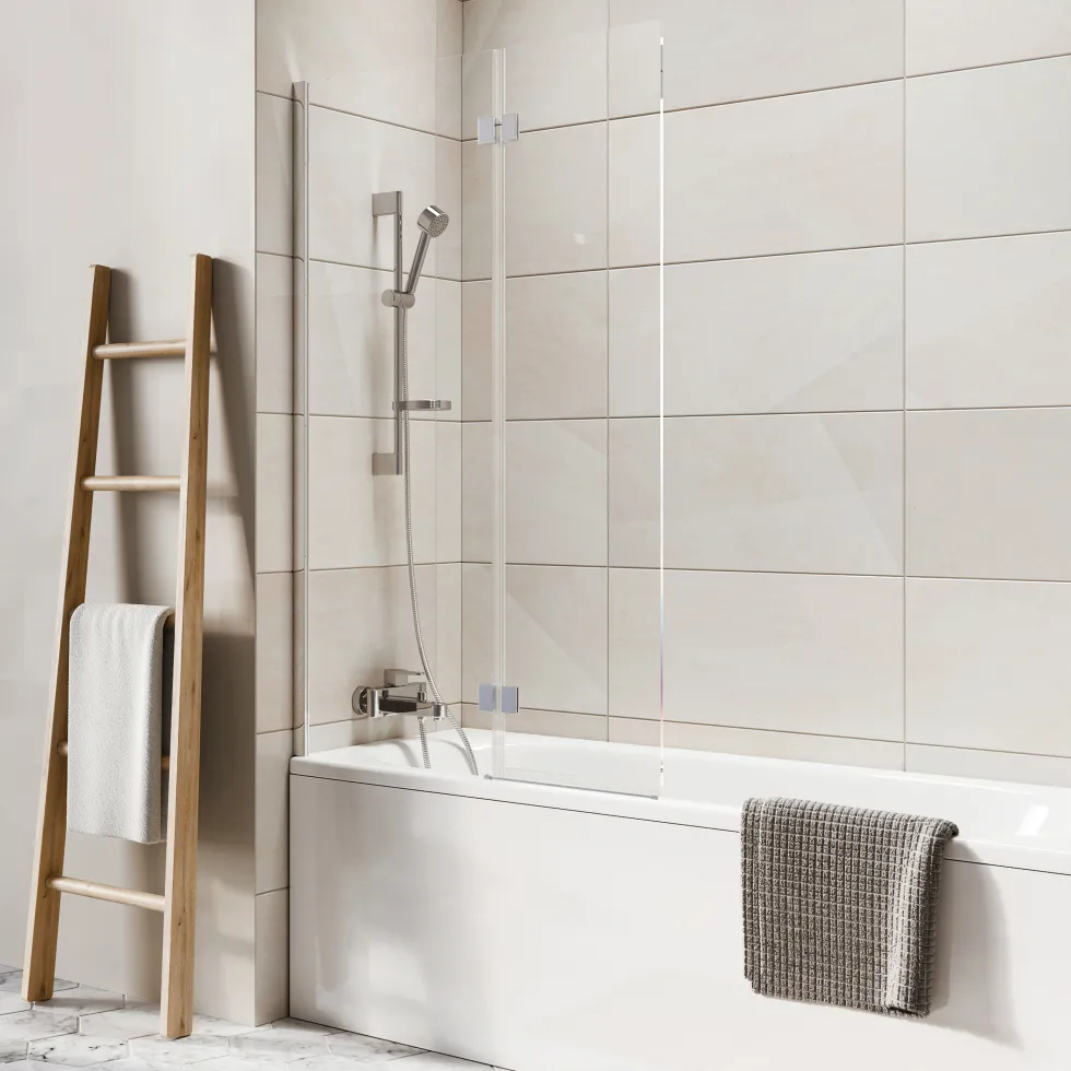 Harbour i8 Easy Clean 8mm Inward Hinged Bath Screen with Fixed Inline Panel - 1500 x 900mm