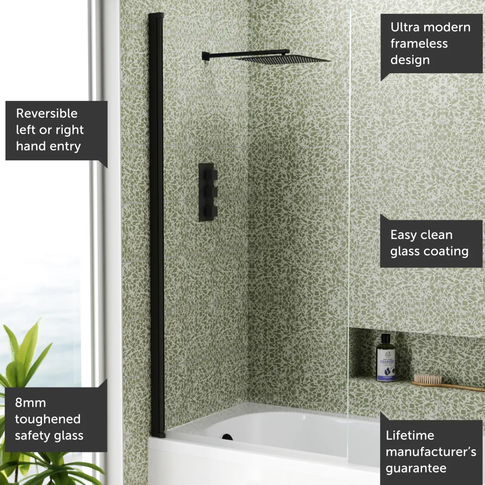 Harbour i8 Easy Clean 8mm Single Panel Bath Screen - 1500 x 800mm