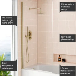 Harbour i8 Easy Clean 8mm Single Panel Bath Screen - 1500 x 800mm