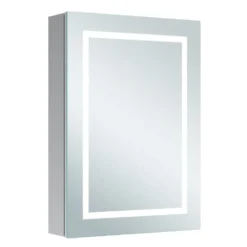 Harbour Outline Single Door LED Mirrored Cabinet with Demister Pad & Shaver Socket - 500 x 700mm