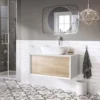 Harbour Scene 800mm Wall Mounted Countertop Vanity Unit - White/Oak