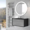 Harbour Scene 750mm Wall Mounted Vanity Unit & Basin - Black/Concrete