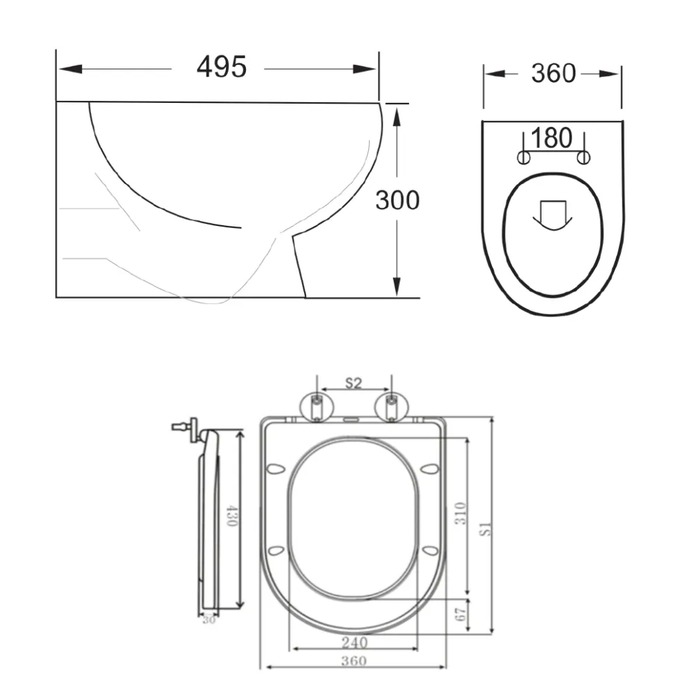 Harbour Serenity Rimless Wall Hung Toilet with Soft Close Seat
