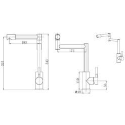 Harbour Stature Deck Mounted Pot Filler Kitchen Tap