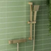 Harbour Status Brushed Brass Exposed Thermostatic Bar Shower Valve and Shower Rail Kit
