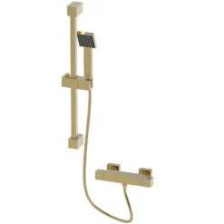 Harbour Status Brushed Brass Exposed Thermostatic Bar Shower Valve and Shower Rail Kit