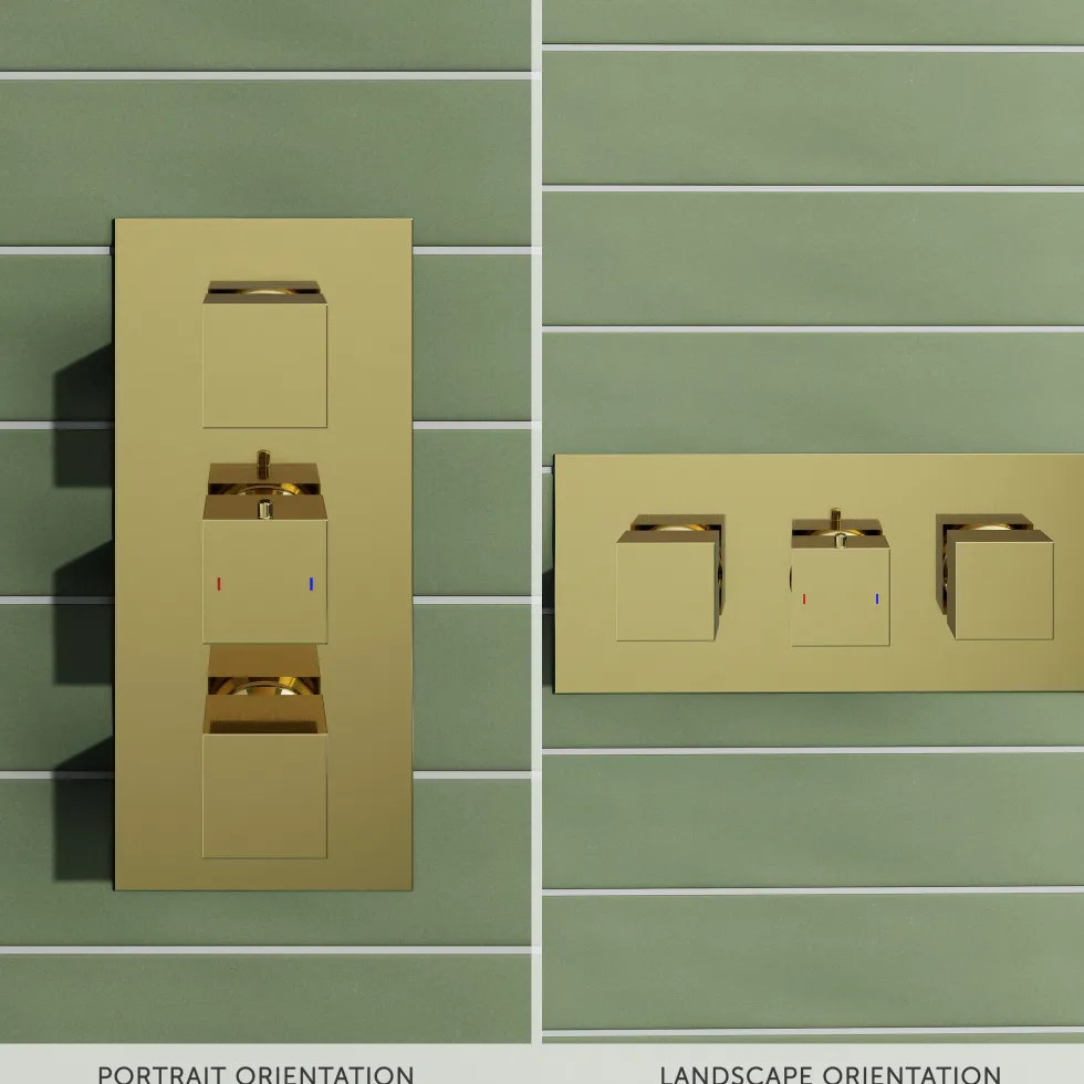 Harbour Status Brushed Brass 3 Outlet Thermostatic Concealed Shower Valve