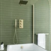 Harbour Status Brushed Brass Shower Package with 3 Outlet Valve, Fixed Head & Arm, Wall Shower Kit and Overflow Bath Filler