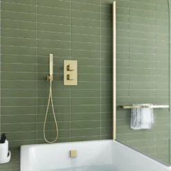 Harbour Status Brushed Brass Shower Package with 2 Outlet Valve, Wall Shower Kit and Overflow Bath Filler