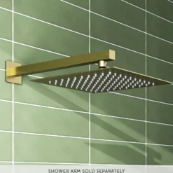 Harbour Status Brushed Brass Ultra Slim Square Shower Head - 250mm