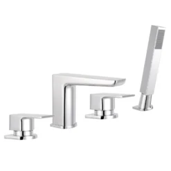 Harbour Status Chrome 4 Hole Bath Mixer with Pull Out Handset & Shower Kit