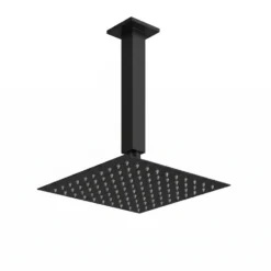 Harbour Status Concealed Shower Valve, Fixed Ceiling Mounted Head & Slide Rail Kit - Matt Black