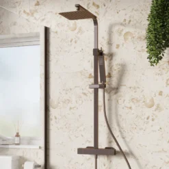 Harbour Status Cool Touch Square Thermostatic Rigid Riser Shower Kit