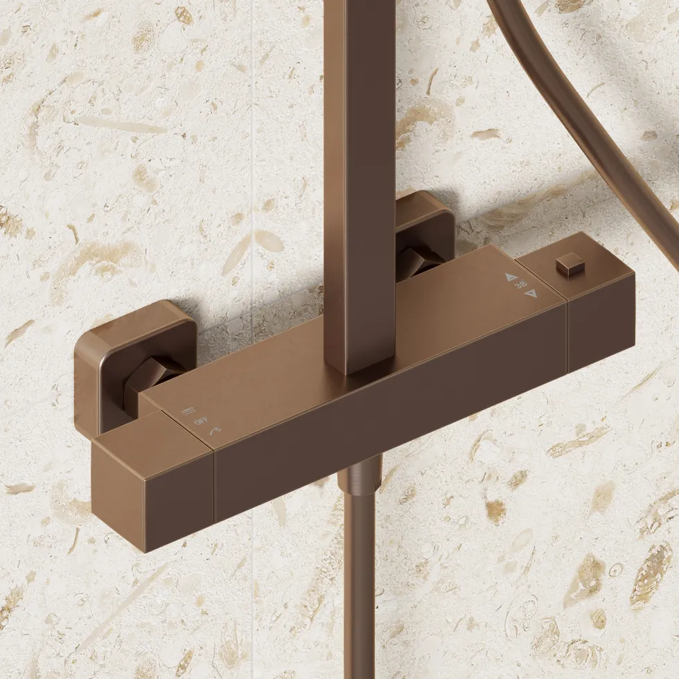 Harbour Status Cool Touch Square Thermostatic Rigid Riser Shower Kit