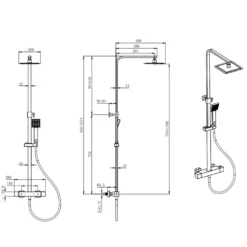 Harbour Status Cool Touch Square Thermostatic Rigid Riser Shower Kit