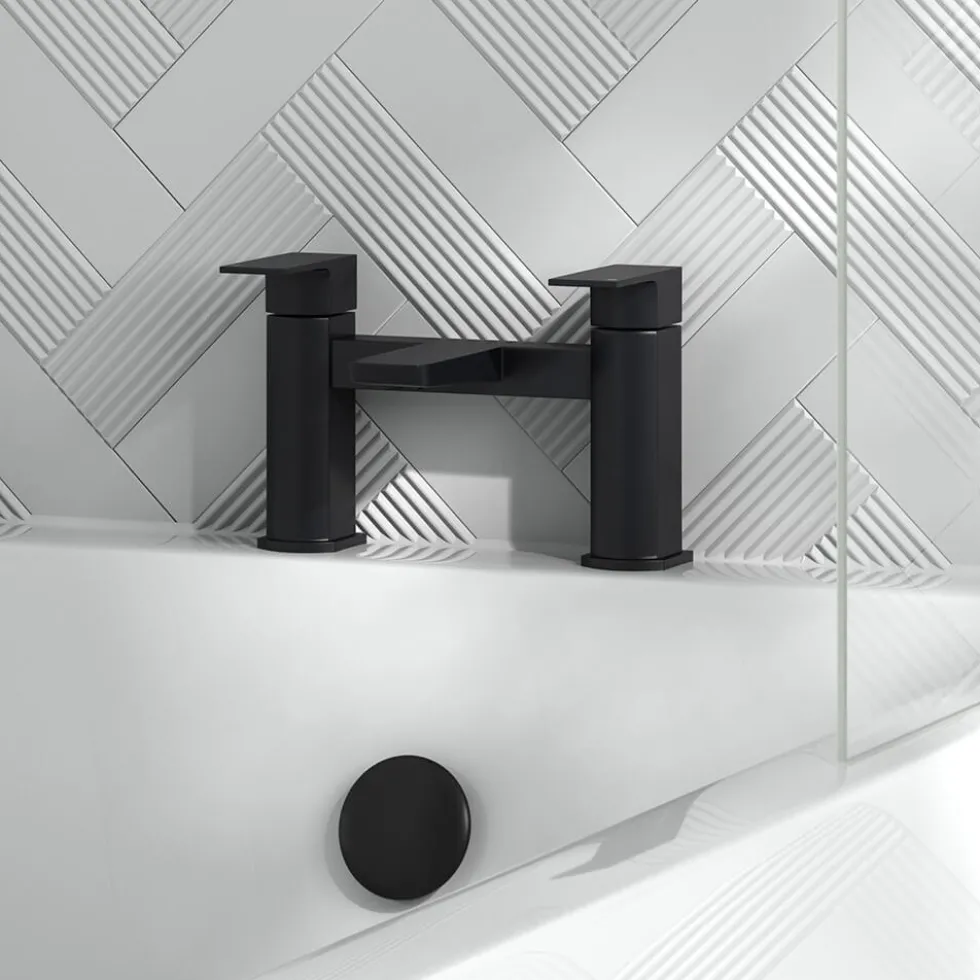 Harbour Status Deck Mounted Bath Filler - Matt Black