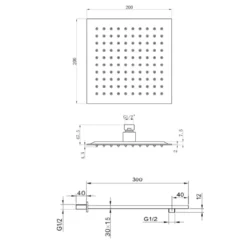 Harbour Status Fixed Wall Mounted Shower Head - 200mm or 300mm