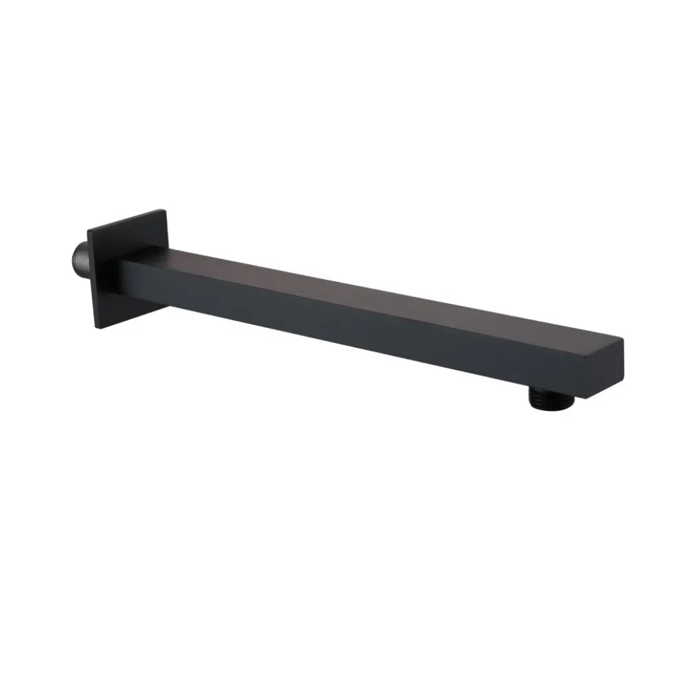 Harbour Status Matt Black Concealed Shower Valve, Fixed Wall Mounted Head & Overflow Bath Filler